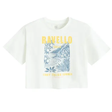 Cool Club, Tricou pentru fete, crop top, alb