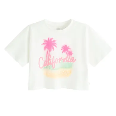 Cool Club, Tricou pentru fete, crop top, alb