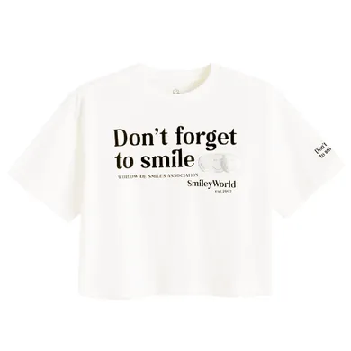 Cool Club, Tricou pentru fete, crop top, alb, imprimeu SmileWorld