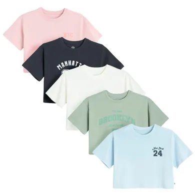 Cool Club, Tricou pentru fete, crop top, mix, set, 5 buc.