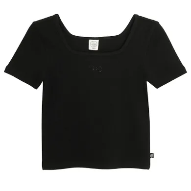 Cool Club, Tricou pentru fete, crop top, negru