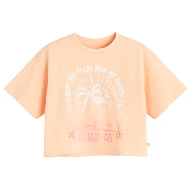 Cool Club, Tricou pentru fete, crop top, portocaliu