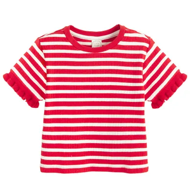 Cool Club, Tricou pentru fete, crop top, rosu-alb