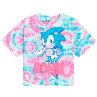 Cool Club, Tricou pentru fete, crop top, roz, imprimeu Sonic the Hedgehog
