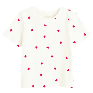 Cool Club, Tricou pentru fete, din tricot striat, alb