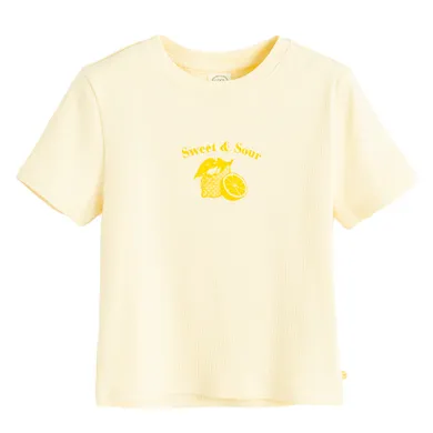 Cool Club, Tricou pentru fete, din tricot striat, galben