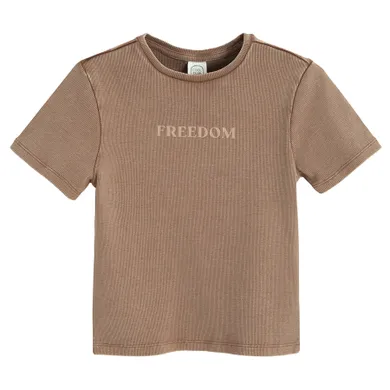 Cool Club, Tricou pentru fete, din tricot striat, maro