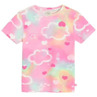 Cool Club, Tricou pentru fete, din tricot striat, roz