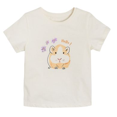 Cool Club, Tricou pentru fete, ecru, imprimeu hamster