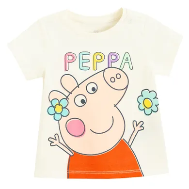 Cool Club, Tricou pentru fete, ecru, imprimeu Peppa Pig