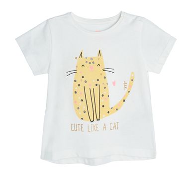 Cool Club, Tricou pentru fete, ecru, imprimeu pisici, Cute like a cat