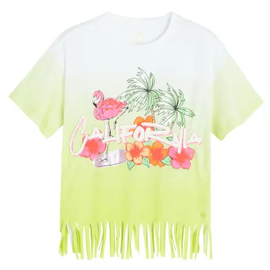 Cool Club, Tricou pentru fete, loose fit, alb-verde