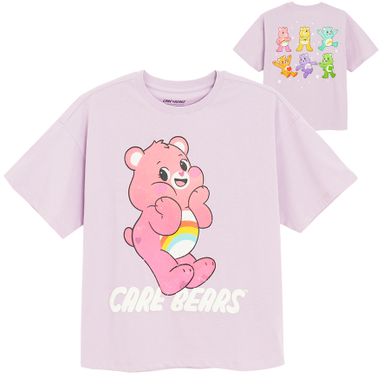 Cool Club, Tricou pentru fete, oversize, violet, imprimeu Care Bears