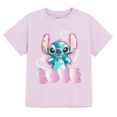 Cool Club, Tricou pentru fete, oversize, violet, imprimeu Lilo si Stitch