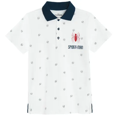 Cool Club, Tricou polo cu maneca scurta pentru baieti, alb, imprimeu Spider-Man