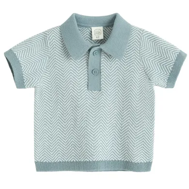 Cool Club, Tricou polo cu maneca scurta pentru baieti, din tricot, albastru