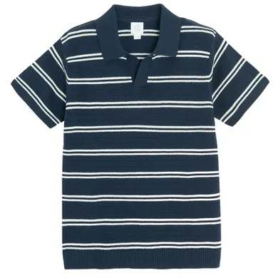 Cool Club, Tricou polo cu maneca scurta pentru baieti, din tricot, bleumarin