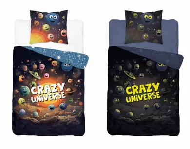 Crazy Universe, set lenjerie de pat single, Fluo, 160-200 cm