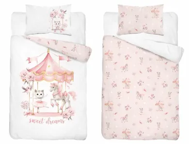 Detexpol, Carusel, set lenjerie de pat single, din bumbac, 100-135 cm