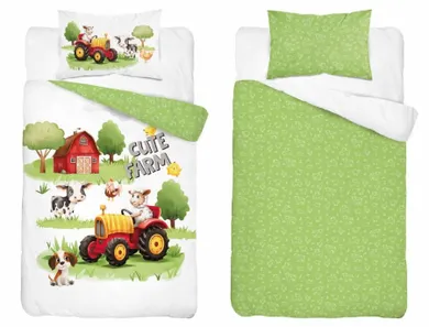 Detexpol, Ferma, set lenjerie de pat single, din bumbac, 90-120 cm