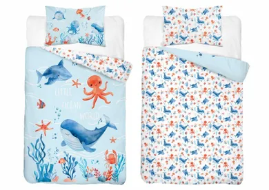 Detexpol, Ocean, set lenjerie de pat single, din bumbac, 100-135 cm