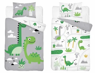 Dinozauri, set lenjerie de pat single, 100-135 cm
