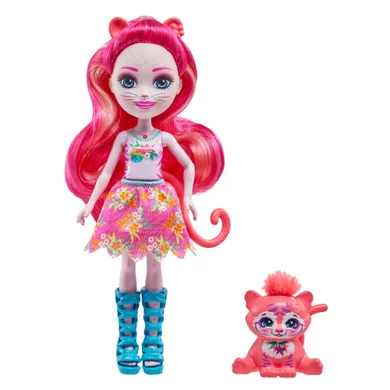 Enchantimals, Texie Tiger i Sabre, papusa si figurina, set de joaca