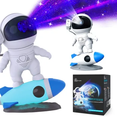 Extralink Home, Proiector de stele cu racheta si cliseu, Lumina de noapte, pentru copii, Astronaut