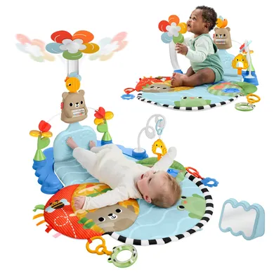 Fisher-Price, Covoras senzorial educativ pentru nou-nascuti si bebelusi 3 in 1, Caruselul stimulativ