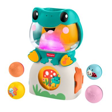 Fisher-Price, Light-Up & Roll Frog, jucarie interactiva cu bile