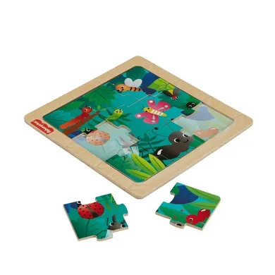 Fisher-Price, puzzle din lemn, padure, 10 piese