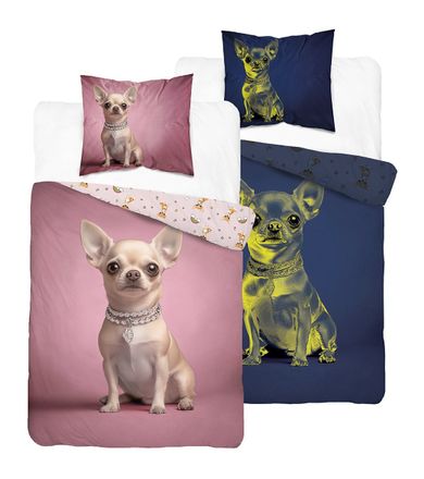 Fluo, set de lenjerie de pat pentru tineri, 140-200 cm + 70-80 cm, Dogs