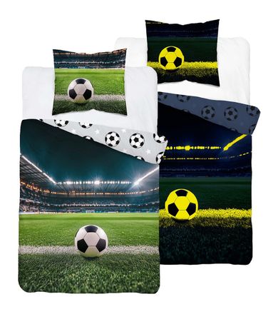 Fluo, set de lenjerie de pat pentru tineri, 160-200 cm + 70-80 cm, Football