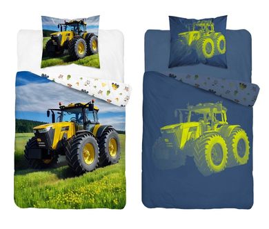 Fluo, set de lenjerie de pat pentru tineri, 160-200 cm + 70-80 cm, Tractor
