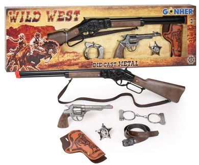 Gonher, Set de cowboy - pusca + revolver + accesorii