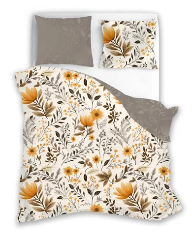 Gusto, Crizantema, set lenjerie de pat single, din bumbac, 140-200 cm
