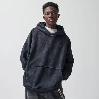 Hanorac cenusiu-negru cu croiala oversize unisex NOWEAR