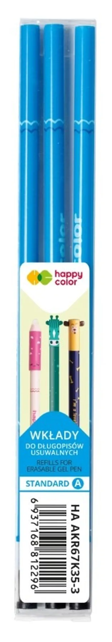 Happy Color, rezerva pentru pix, 0,5 mm, Standard A, albastru, 3 buc.