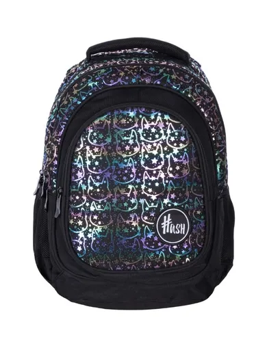 Hash, Holo effect, Neon kitty, rucsac pentru scoala cu 3 compartimente