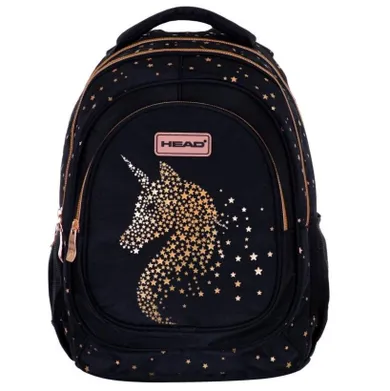 Head, Golden Effect, rucsac pentru scoala, cu 3 compartimente, Classy Gold