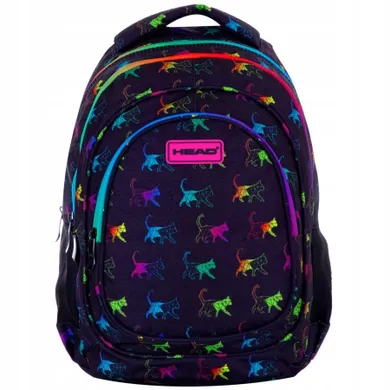 Head, rucsac pentru scoala, cu 3 compartimente, Rainbow Kitty