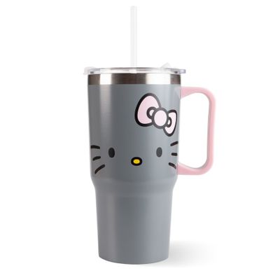 Hello Kitty, cana de baut cu pai si maner din otel, 600 ml