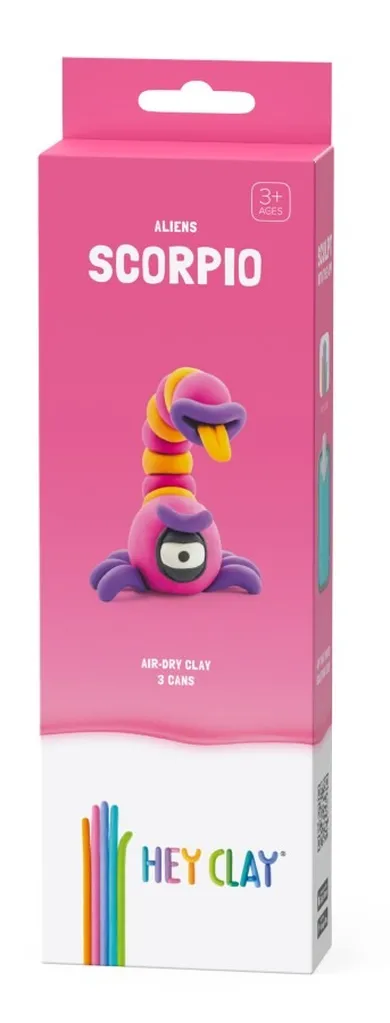 Hey Clay, Aliens, Scorpio, set creativ, 3 cutii de plastilina