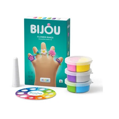 Hey Clay, Bijou, Flower Rings, set creativ, 3 cutii de plastilina