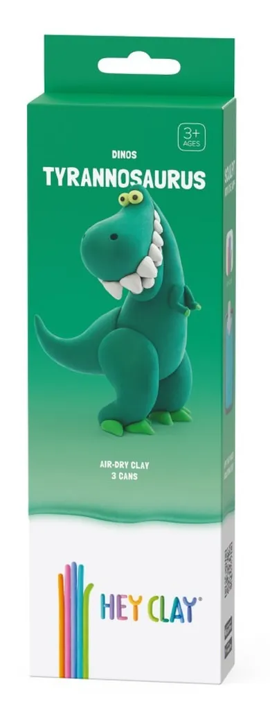 Hey Clay, Dinos, Tyrannosaurus, set creativ, 3 cutii de plastilina