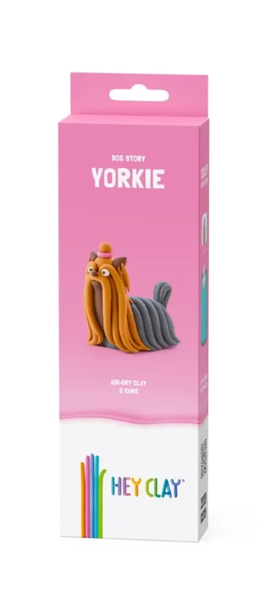 Hey Clay, Dog Story, York, set creativ, 3 cutii de plastilina