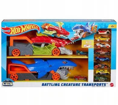 Hot Wheels, Battling Creature Transports, set de joaca cu 12 masini