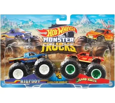 Hot Wheels, Monster Trucks, Demolition Doubles, Bigfoot vs Snake Bite, set cu 2 masinute