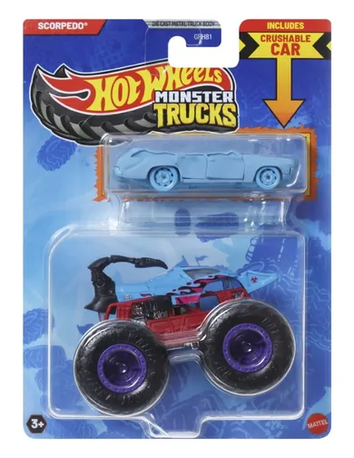 Hot Wheels, Monster Trucks, Scorpedo + masina Hot Wheels, scara 1:64, JCG30