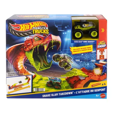 Hot Wheels, Monster Trucks, Snake Slam Takedown, set de joaca cu masina